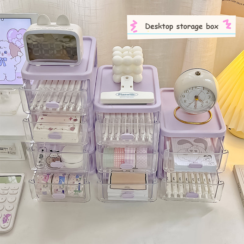 2-5 Tiers Desk Organizer Drawers Mini Desktop Stationery Jewelry Storage Container