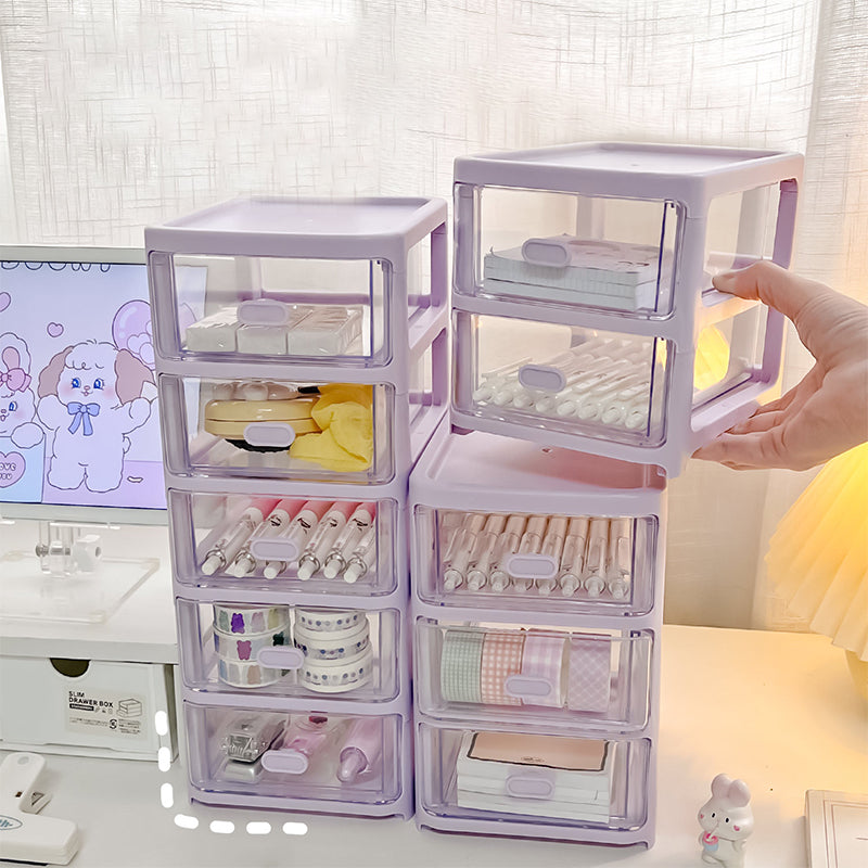 2-5 Tiers Desk Organizer Drawers Mini Desktop Stationery Jewelry Storage Container