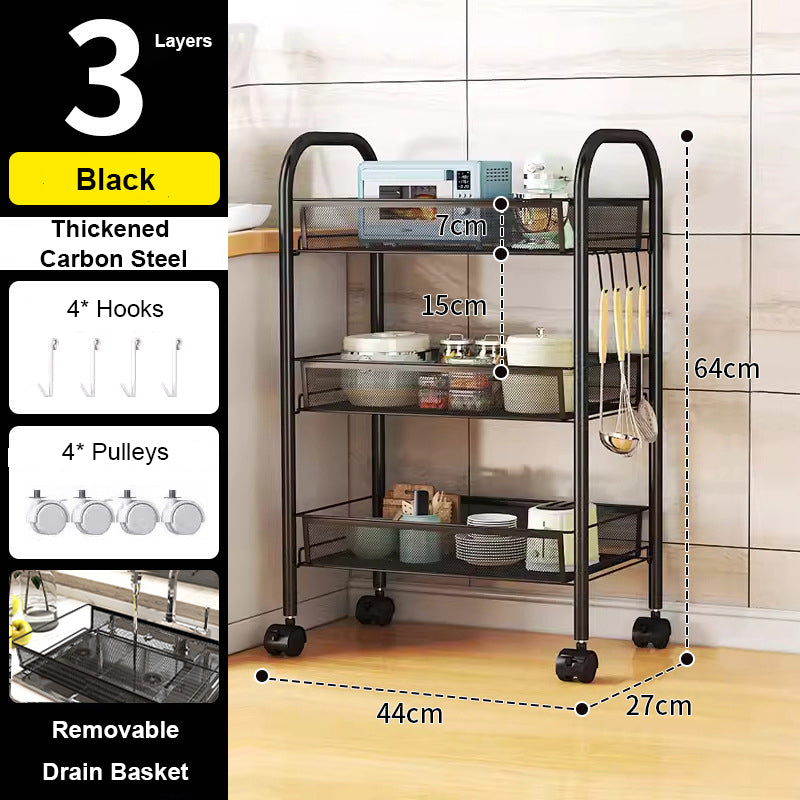 Rolling Storage Cart Layered Storage Shelves
