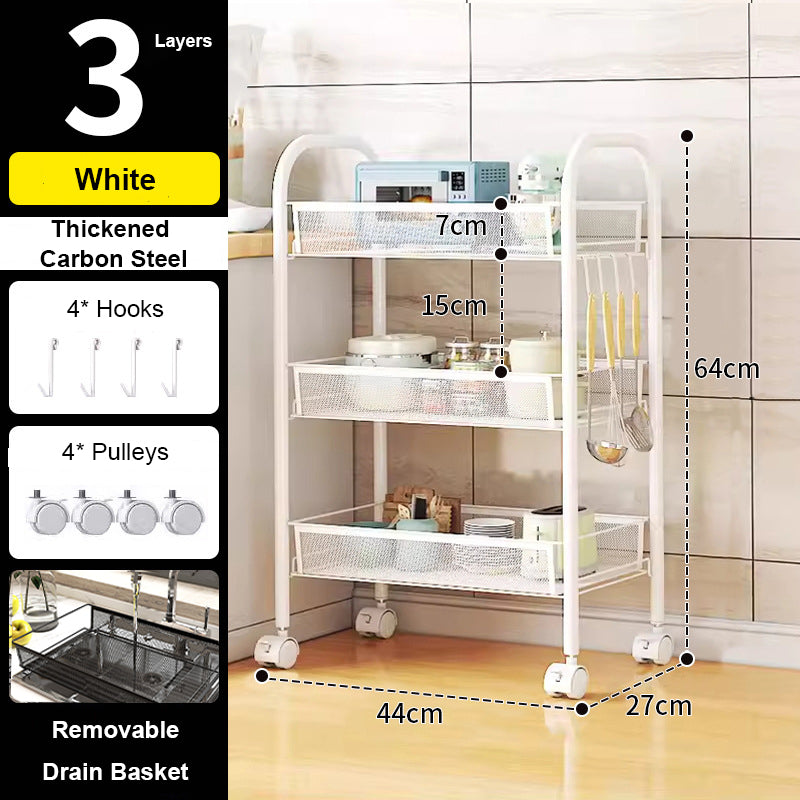 Rolling Storage Cart Layered Storage Shelves