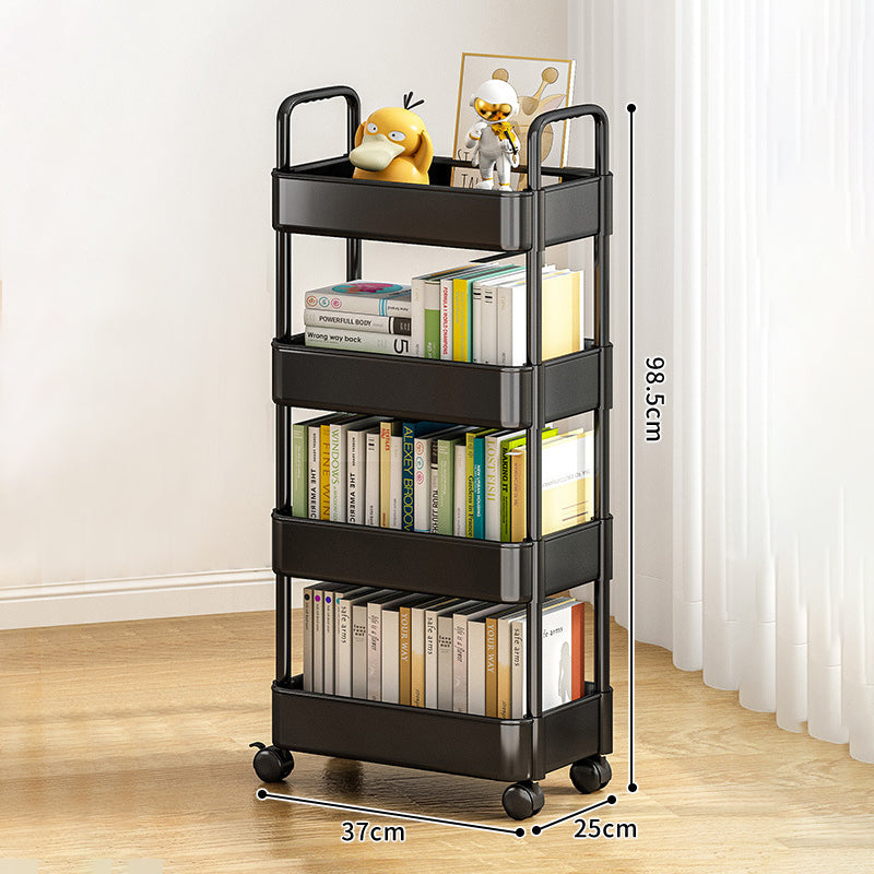 2-4 Tier Rolling Storage Cart Mobile Bookshelf Cart with Wheels