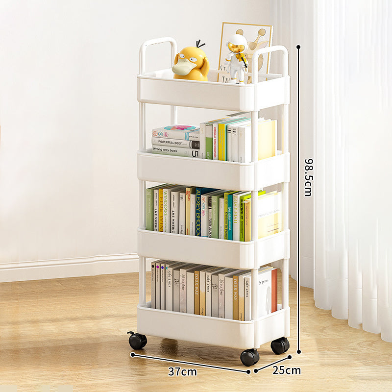 2-4 Tier Rolling Storage Cart Mobile Bookshelf Cart with Wheels