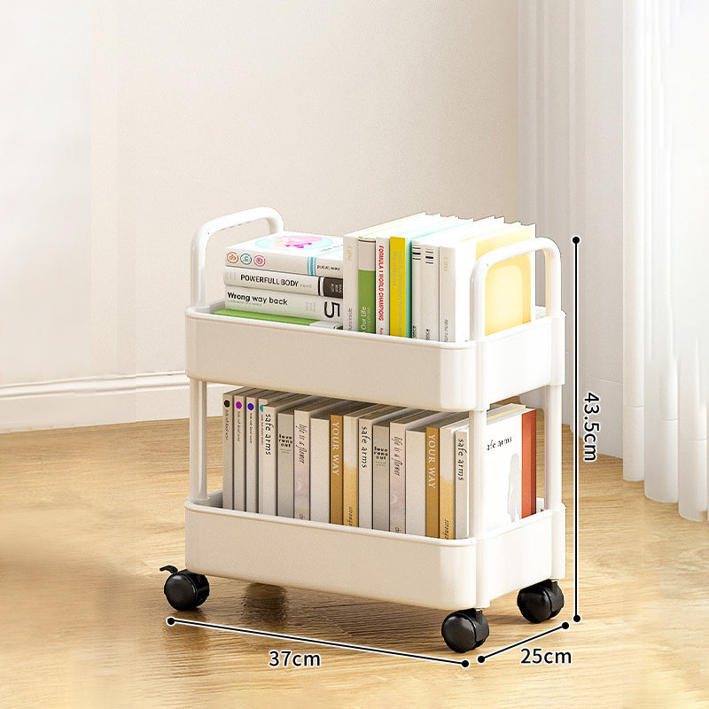 2-4 Tier Rolling Storage Cart Mobile Bookshelf Cart with Wheels