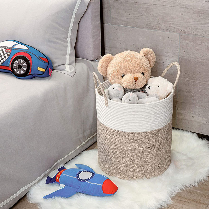 Laundry Basket Woven Rope Storage Basket with Handle