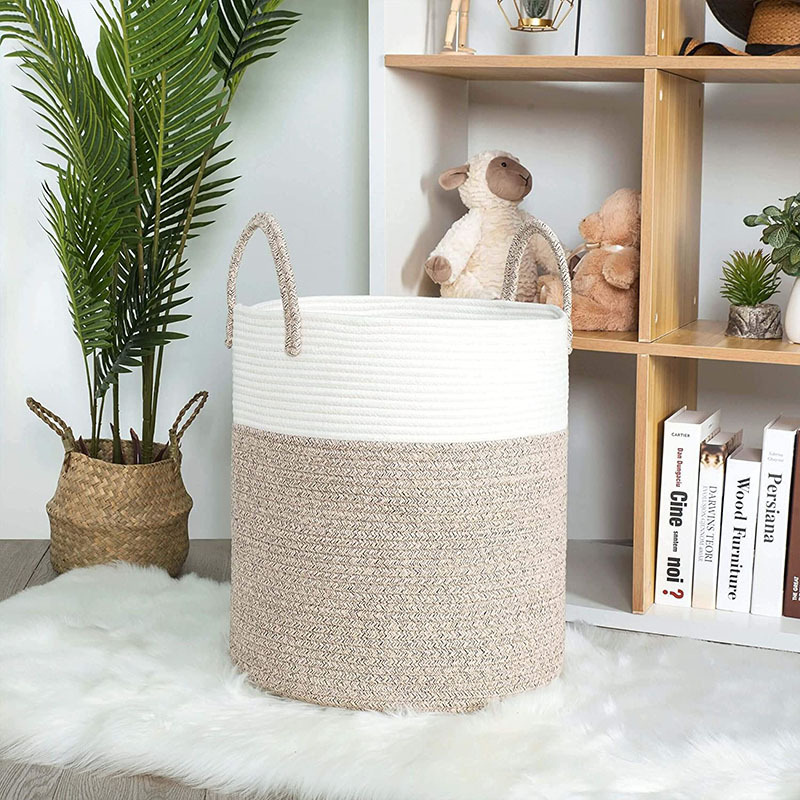 Laundry Basket Woven Rope Storage Basket with Handle