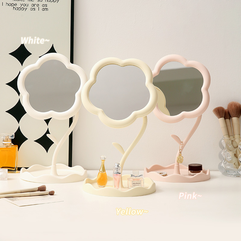 Flower-Shaped Makeup Mirror for Desk