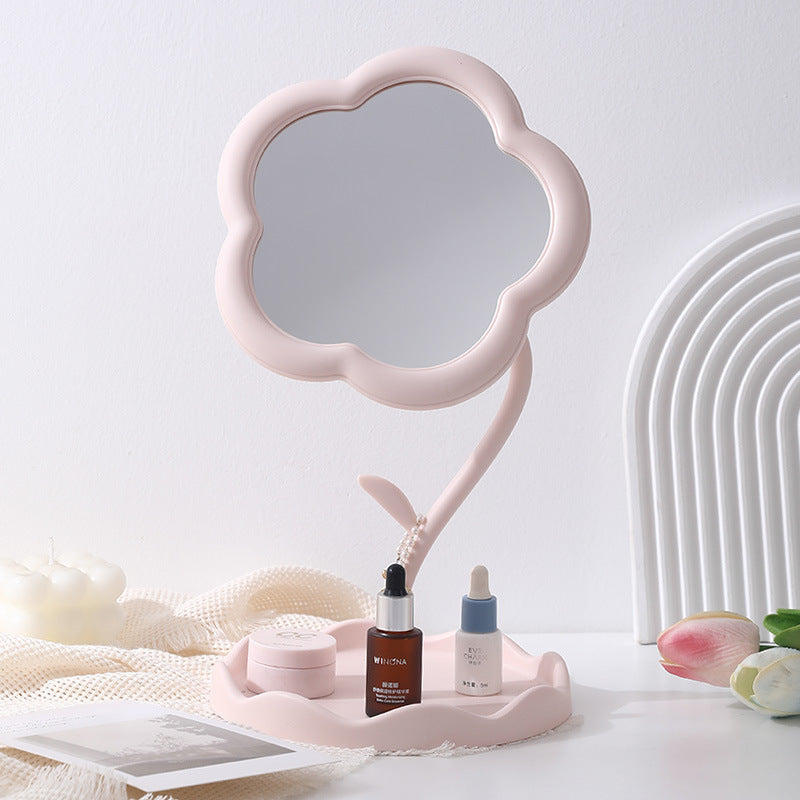 Flower-Shaped Makeup Mirror for Desk