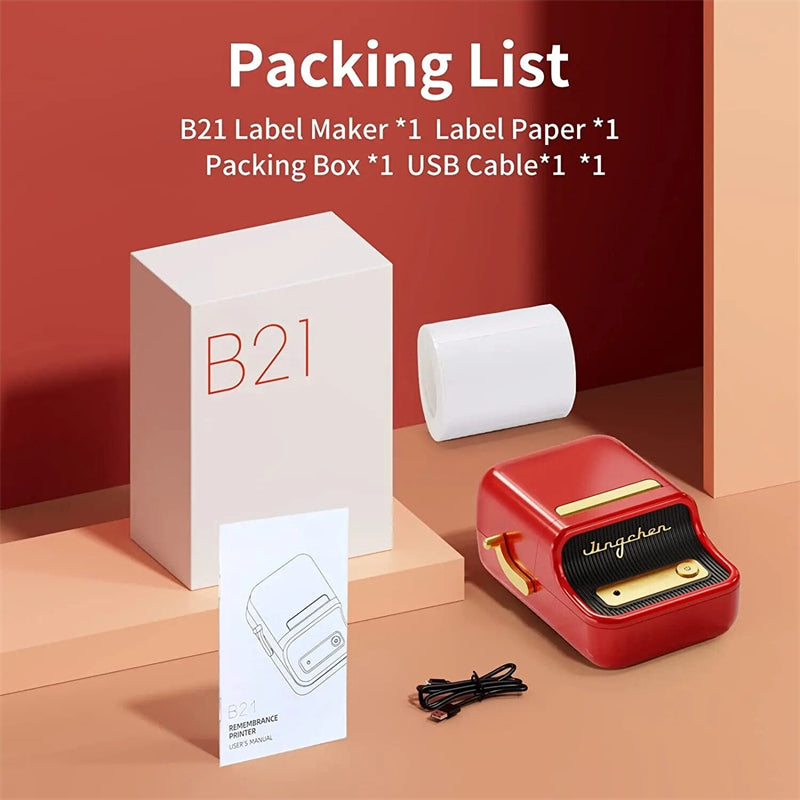 NIIMBOT B21 Mini Thermal Printer Wireless Bluetooth Label Maker Machine with Tape