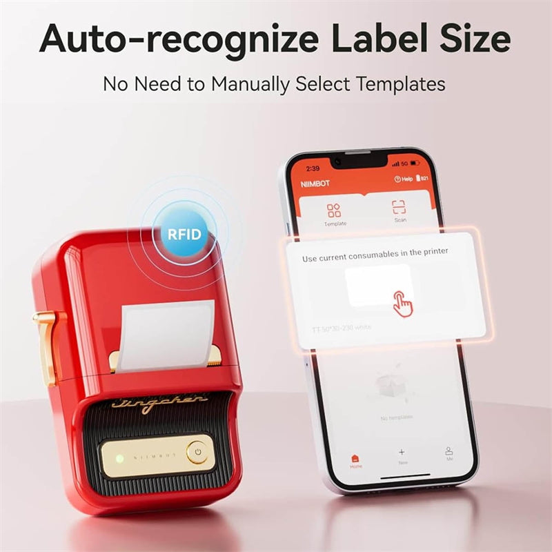 NIIMBOT B21 Mini Thermal Printer Wireless Bluetooth Label Maker Machine with Tape