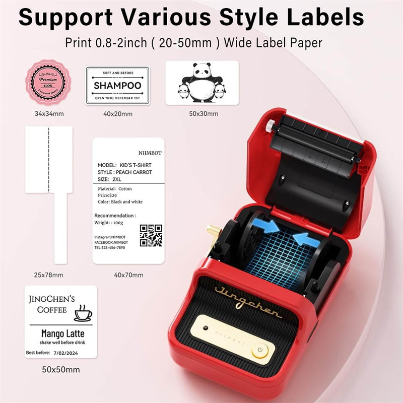 NIIMBOT B21 Mini Thermal Printer Wireless Bluetooth Label Maker Machine with Tape