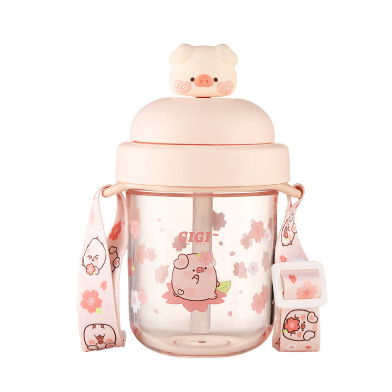 330ml Kawaii Pig Straw Water Cup