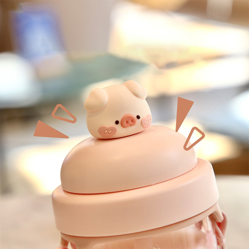 330ml Kawaii Pig Straw Water Cup