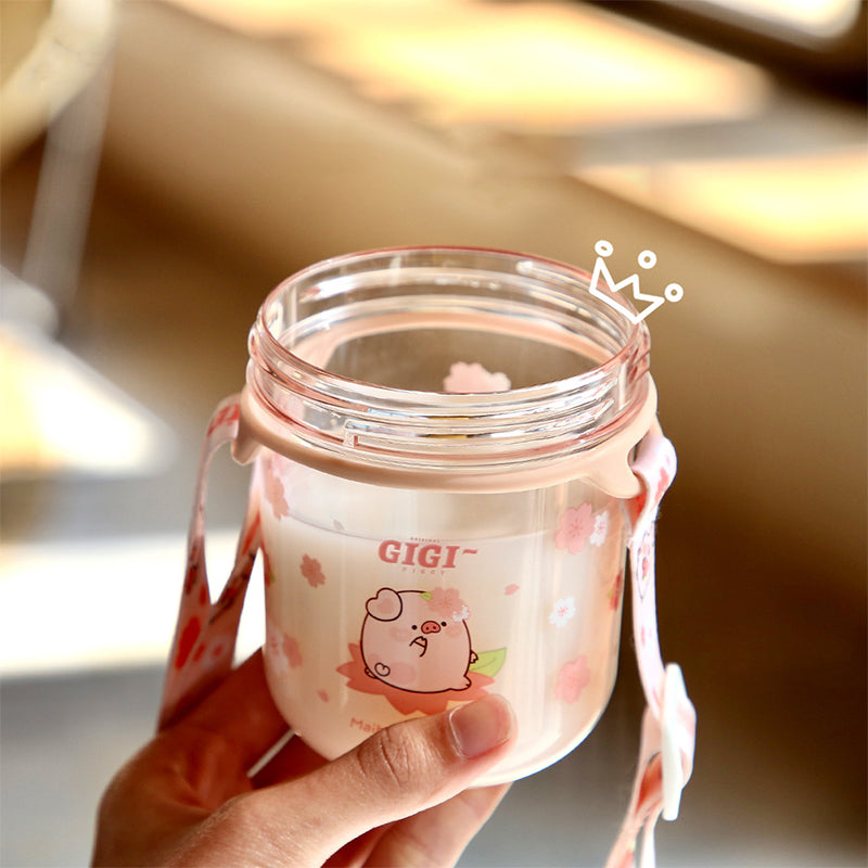 330ml Kawaii Pig Straw Water Cup