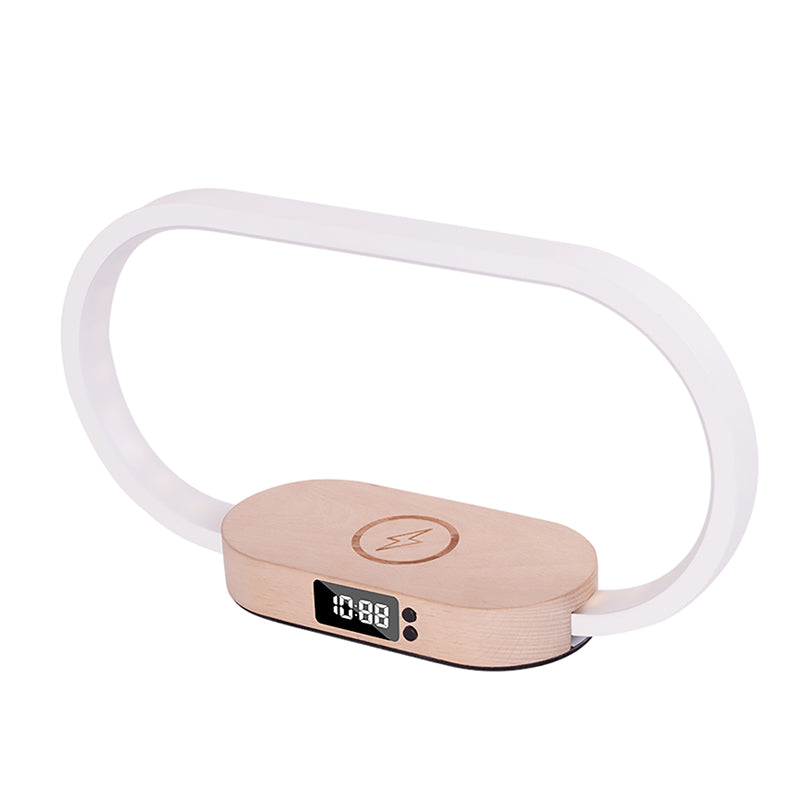 10W Wireless Charger Touch Control LED Table Lamp Night Light with Clock USB Port Fast Charging Station Dock for iPhone Samsung