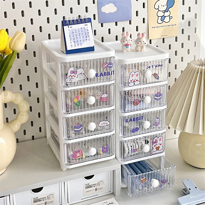 Multilayer Desk Drawer Organizer Kawaii Stationery Desktop Drawer Storage Box
