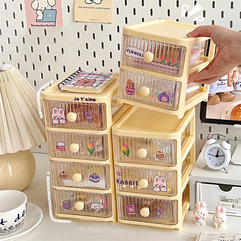 Multilayer Desk Drawer Organizer Kawaii Stationery Desktop Drawer Storage Box