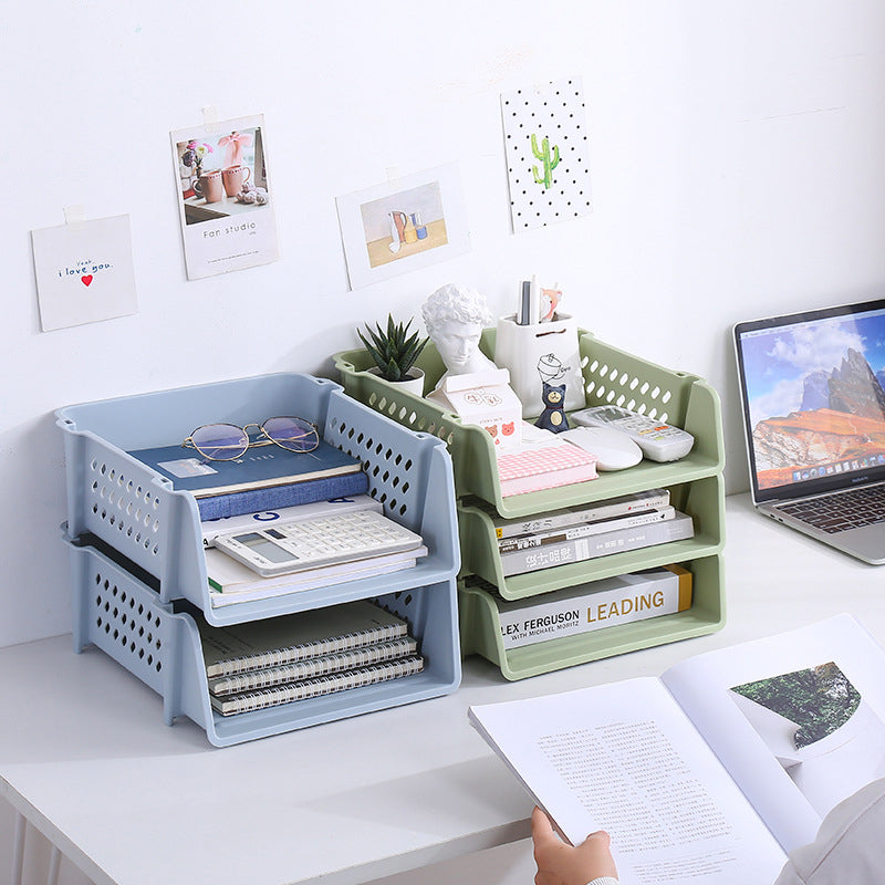 Multi-layer File Tray Organizer Stackable A4 Document Paper Organizer Rack