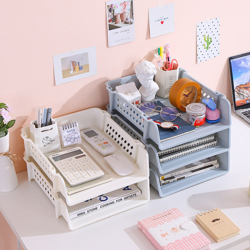 Multi-layer File Tray Organizer Stackable A4 Document Paper Organizer Rack