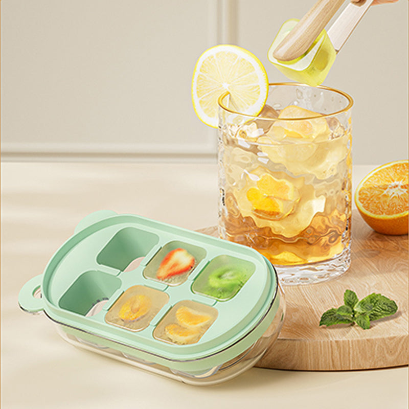 2-Pack Bear-Shaped Silicone Ice Cube Tray with Lid