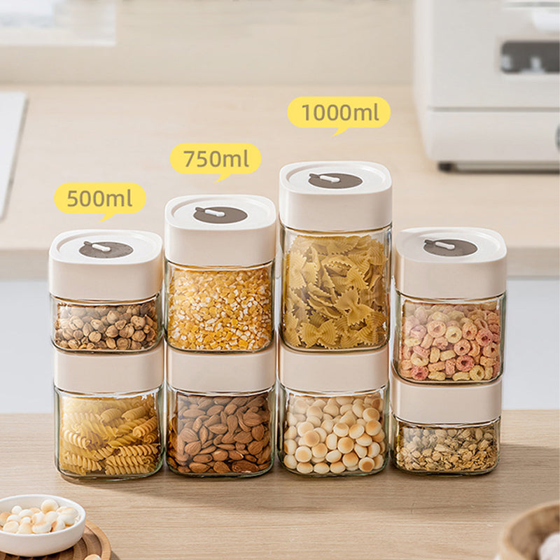 2-Pack Food Storage Container Leakproof Canister Glass Jar With Airtight Lid