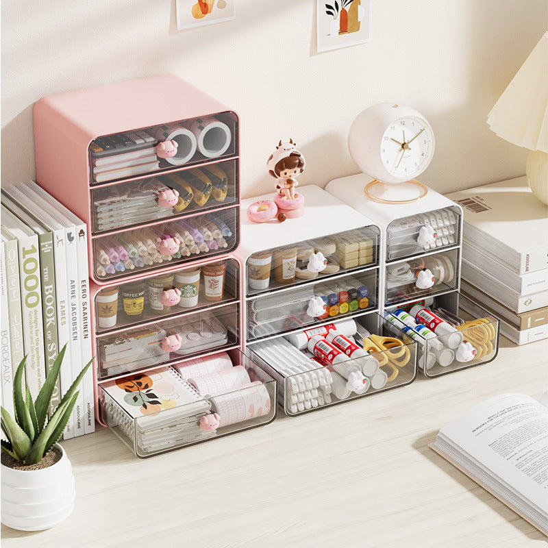 Desktop Storage Box Stationery Organizer Stackable Drawer Organizer