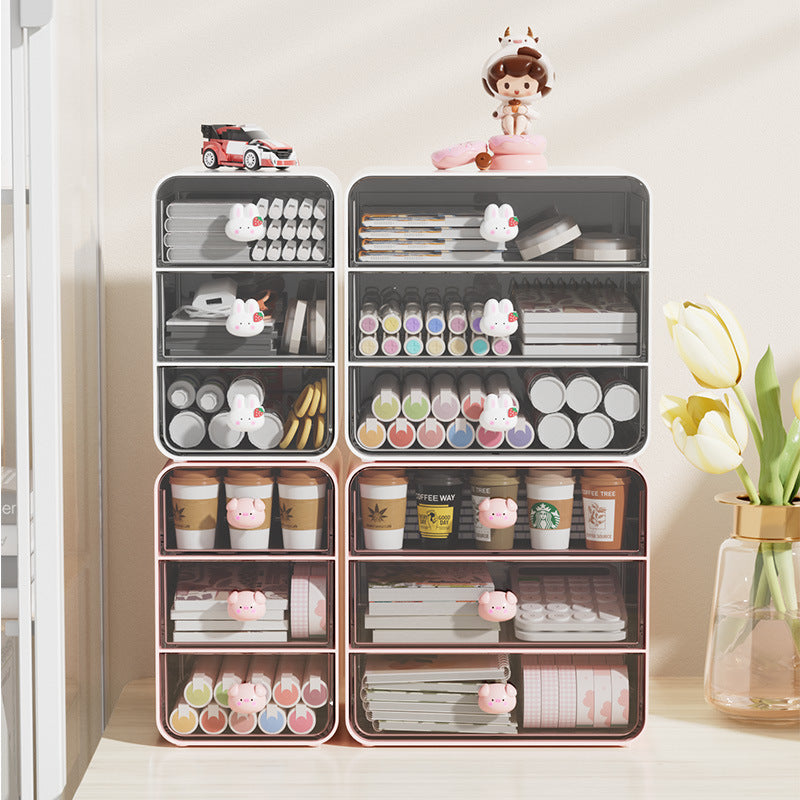 Desktop Storage Box Stationery Organizer Stackable Drawer Organizer