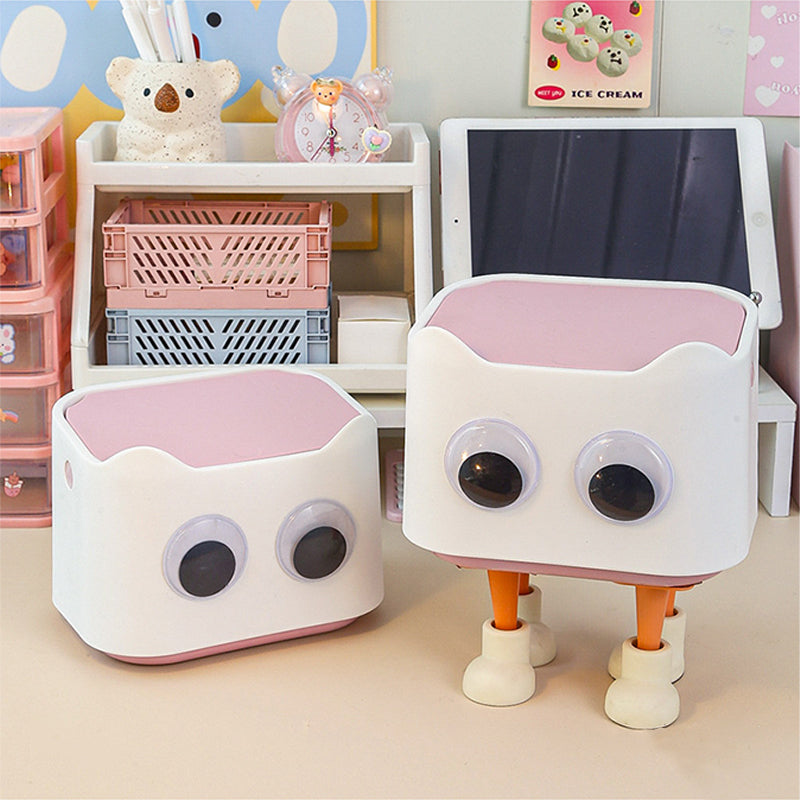 2-Pack Mini Plastic Desktop Trash Can with Lid